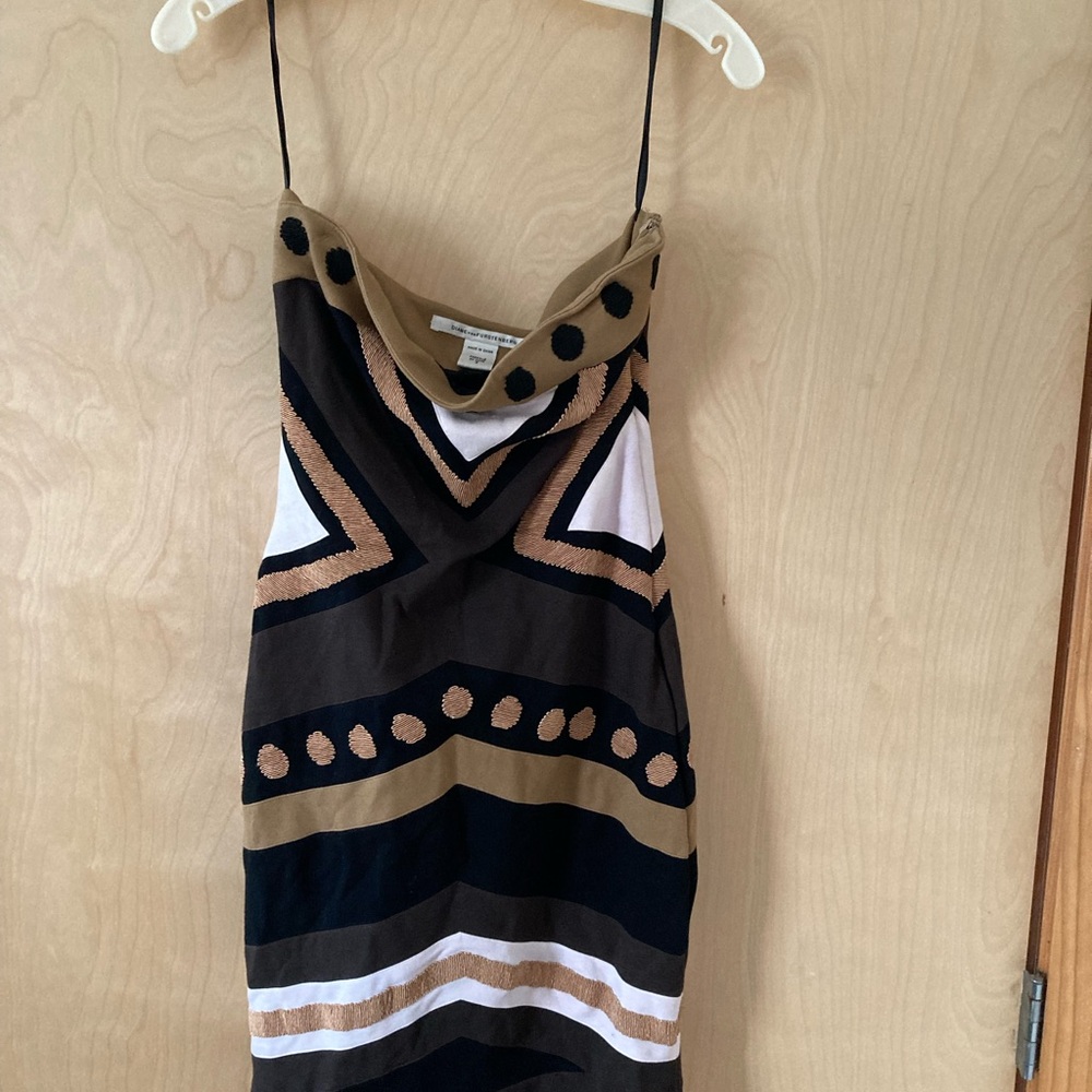 Diane Von Furstenberg Tan and Black Tube Dress
